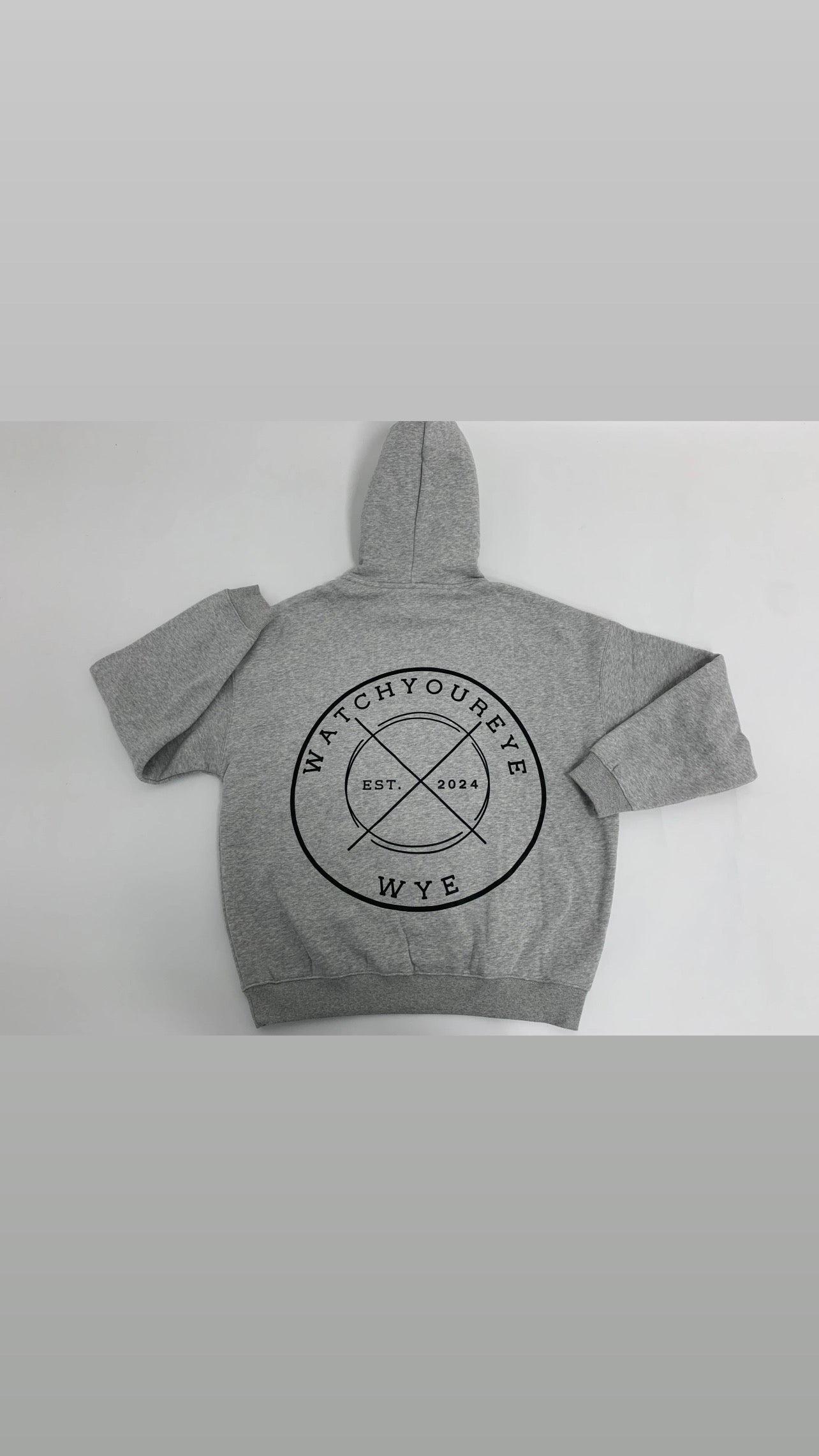 Gray hoodie with backlogo
