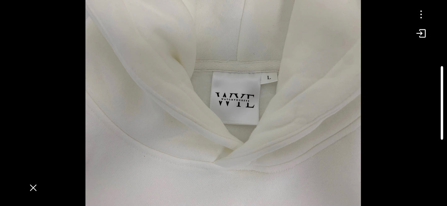 White hoodie with backlogo