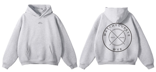 Gray hoodie with backlogo