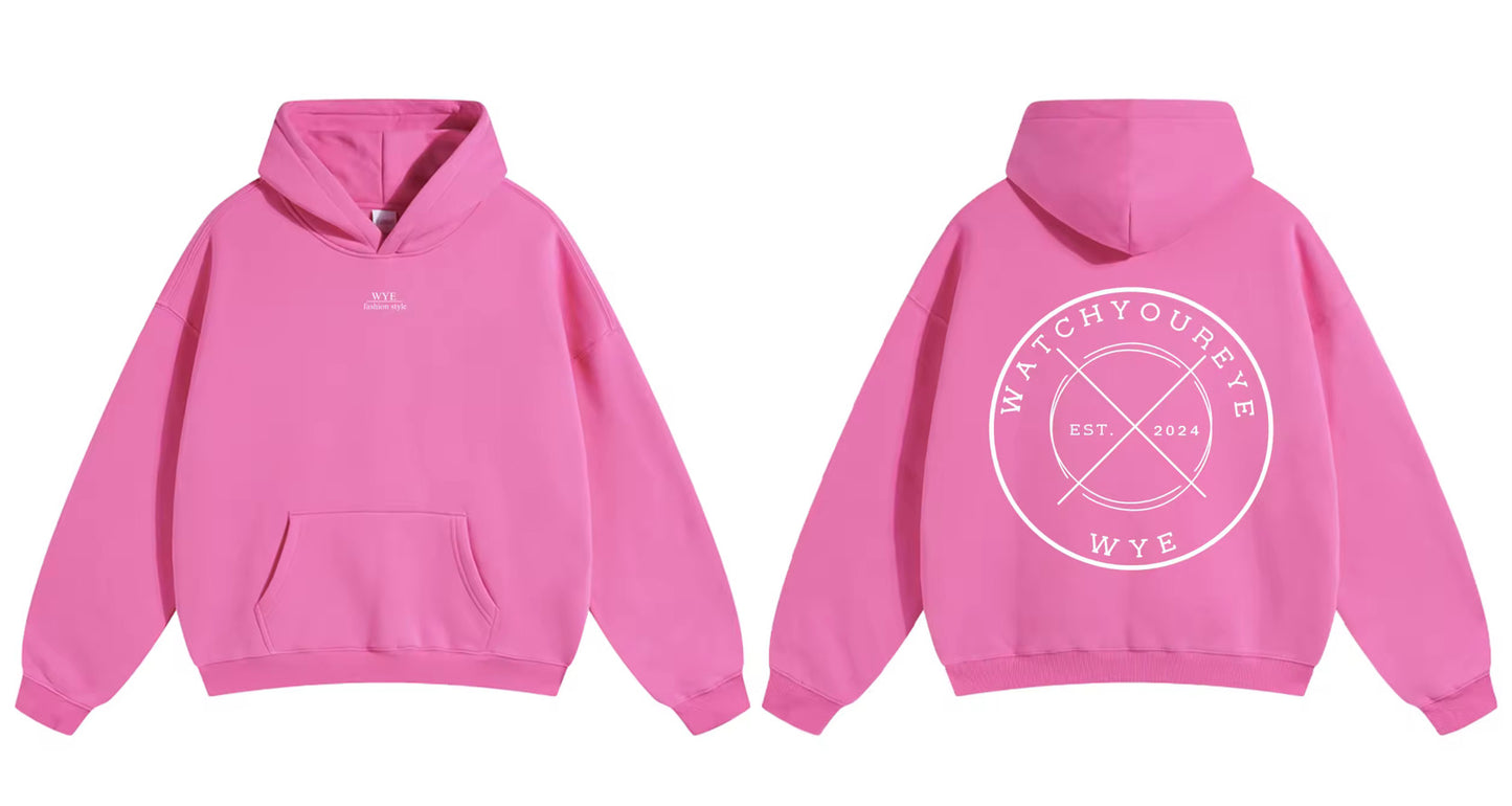 Pink hoodie with backlogo